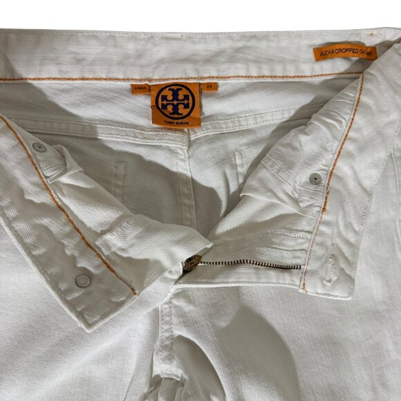 Tory Burch Alexa Cropped Skinny Jeans White Denim Size 29 - Picture 4 of 7